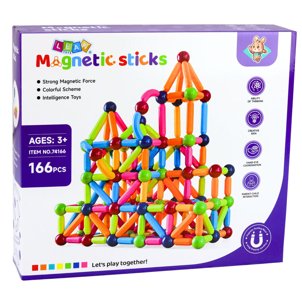 Set magneta za igru "građevinski štapići" - 166 elemenata