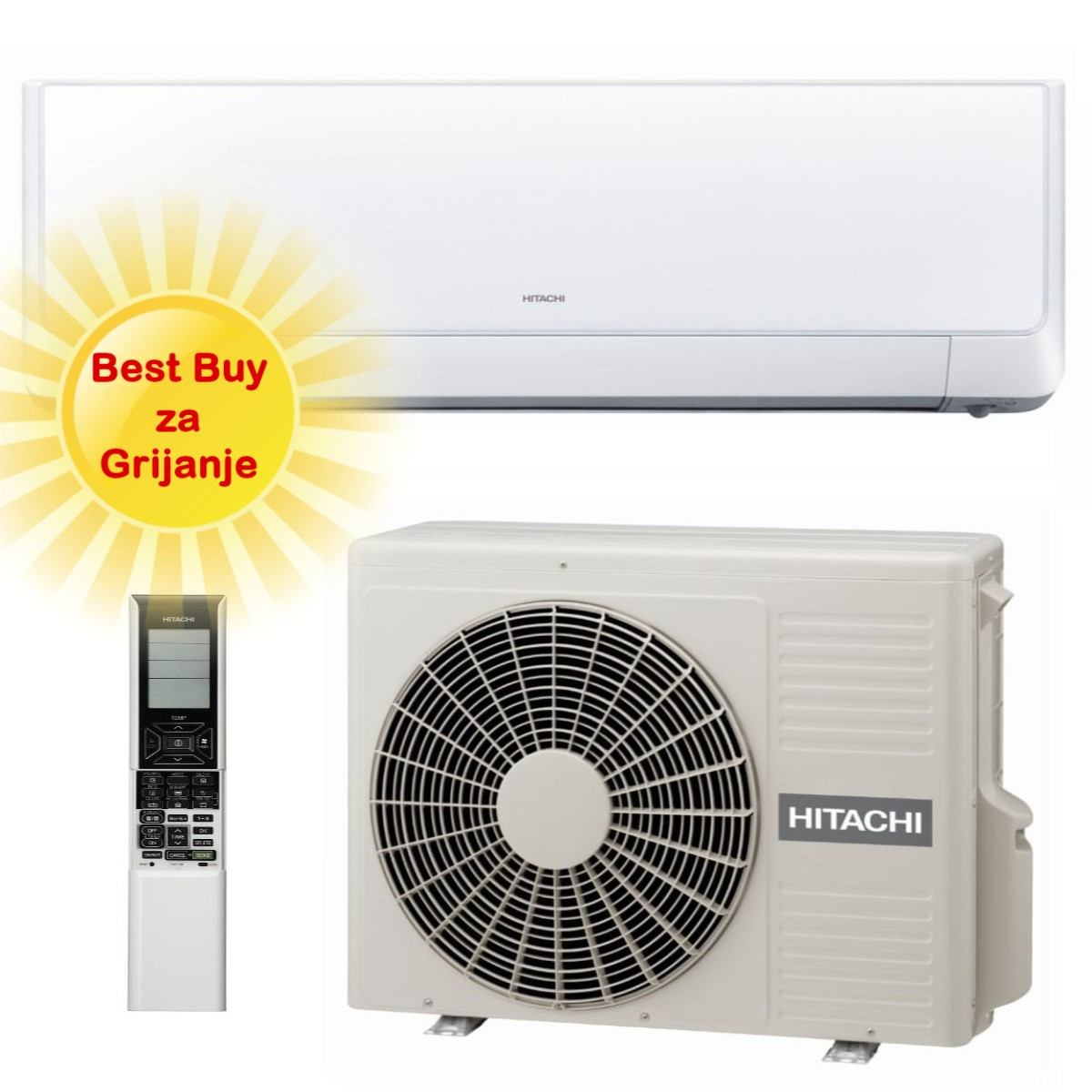 HITACHI KLIMA UREĐAJ 2,5 kW - RAK-25RXE/RAC-25WXE -TAKAI, za prostor do 25m2, A+++ energetska klasa, R-32