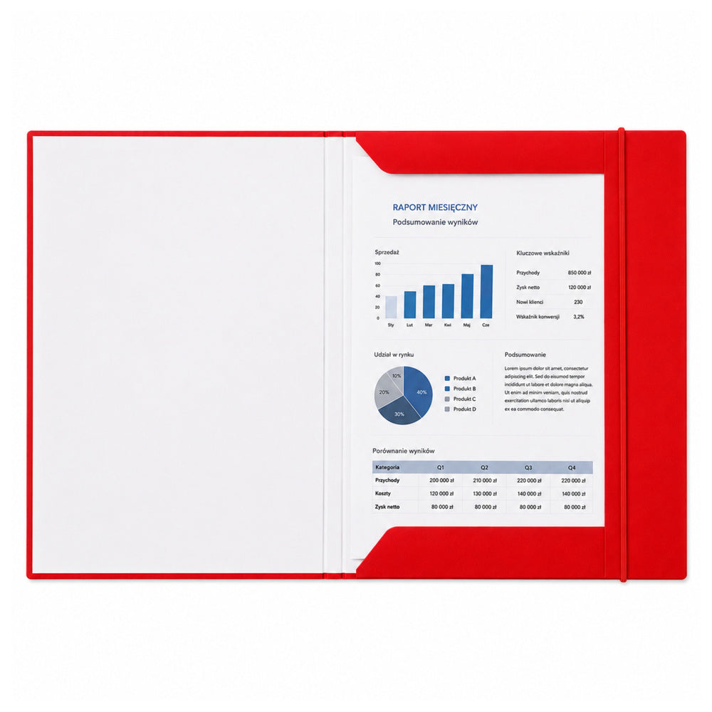 Cardboard Folder with Elastic Band, Lacquered, A4, 300 g/m2, Red
