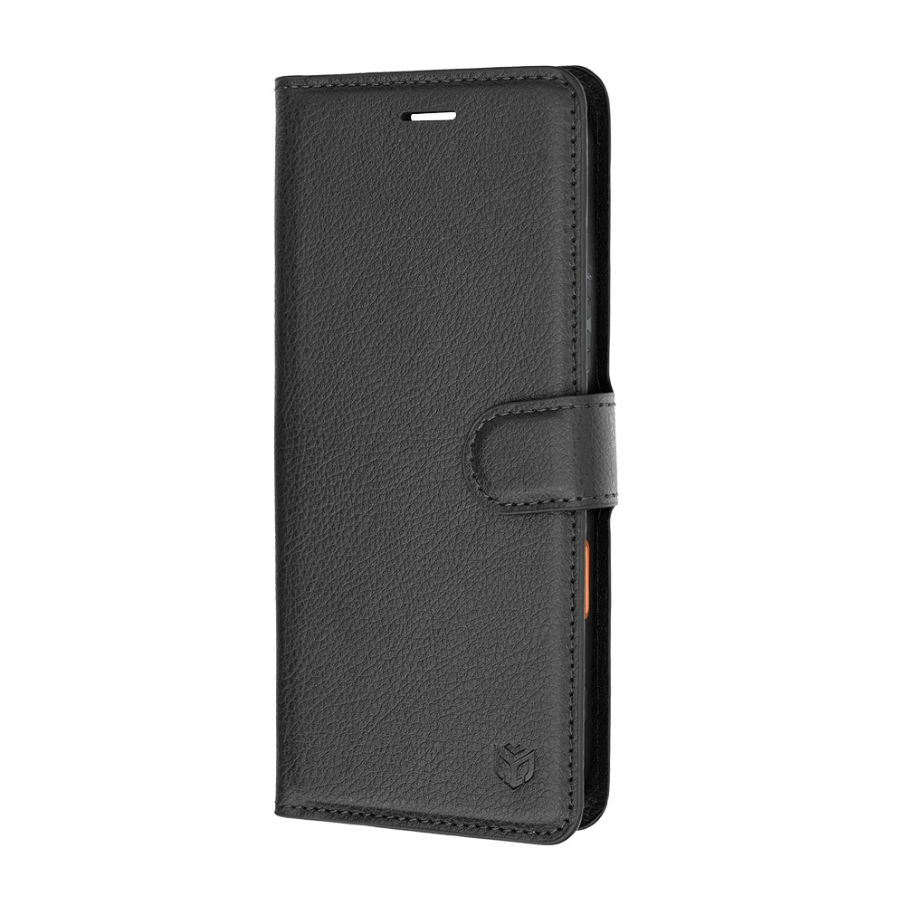 Techsuit Leather Folio preklopna maska za Honor 600 / 600 Pro – crna