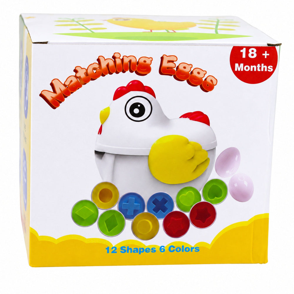 Educational Hen 12 Egg Sorter Learning Shapes Colors Set