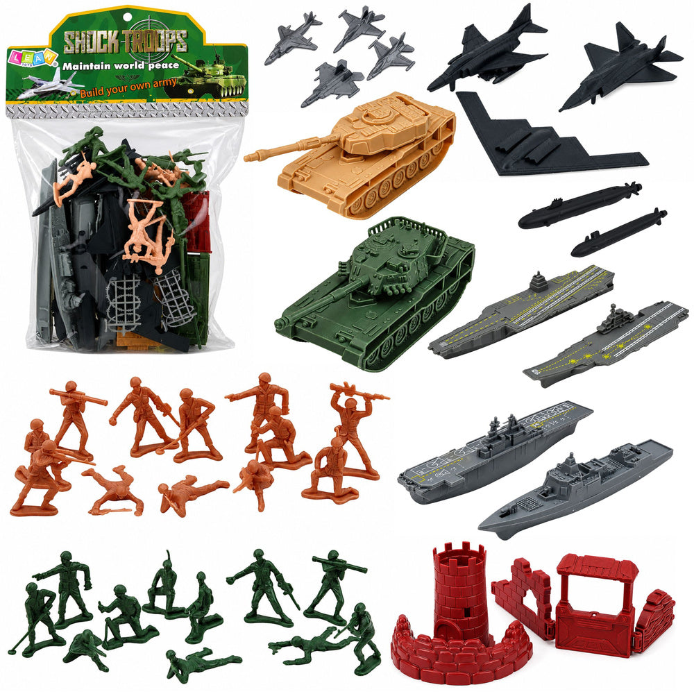 Military Set Soldiers Vehicles Ships Fighters Base 54 pcs.