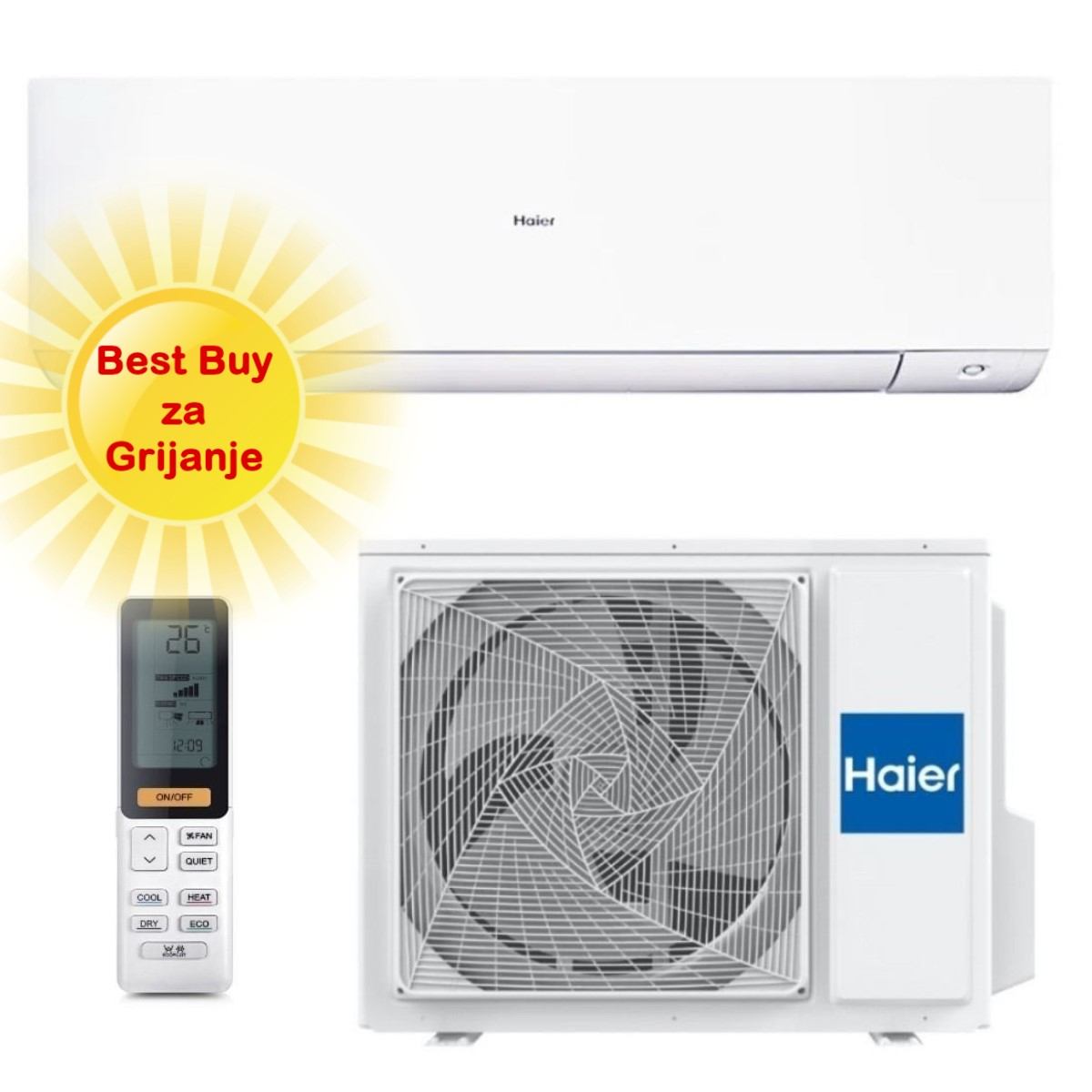 HAIER KLIMA UREĐAJ 2,8kW AS25XCAHRA/1U25S2SM1FA - Expert, za prostor do 30m2, A+++ energetska klasa