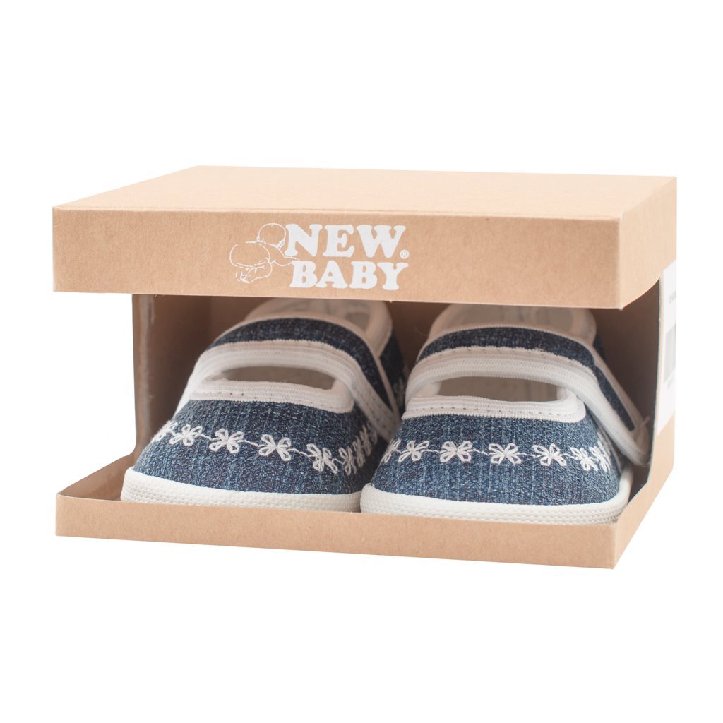 Baby papučice Jeans white (0-3m)