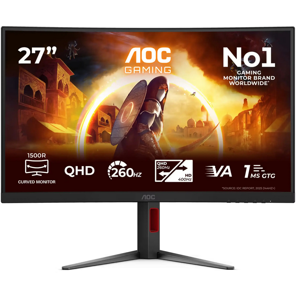AOC G4 CQ27G4Z2P računalni monitor 68,6 cm (27") 2560 x 1440 pikseli Quad HD LCD Crno, Crveno