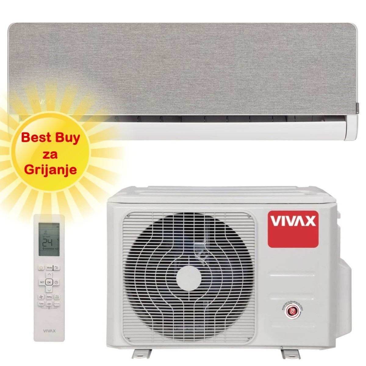 Vivax klima uređaj 3,52kW ACP-12CH35AEHI - H+ design, srebrena, za prostor do 35m2, A+++ energetska klasa