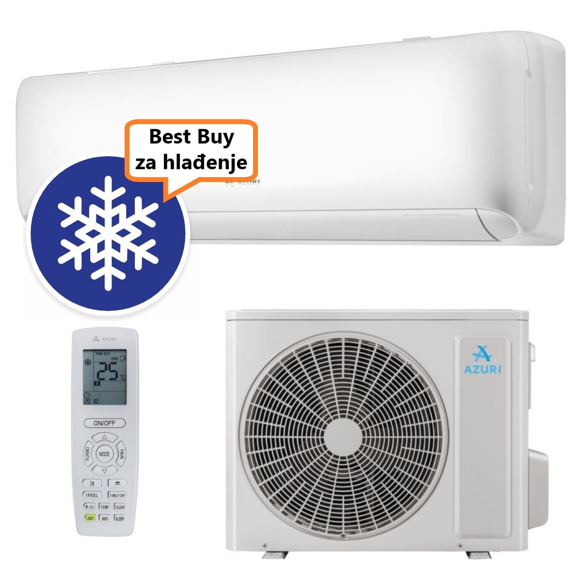 AZURI KLIMA UREĐAJ 3,2 kW AZI-WN35VA - Midori Inverter, za prostor do 35m2, A++ energetska klasa, Wi-Fi, R-32