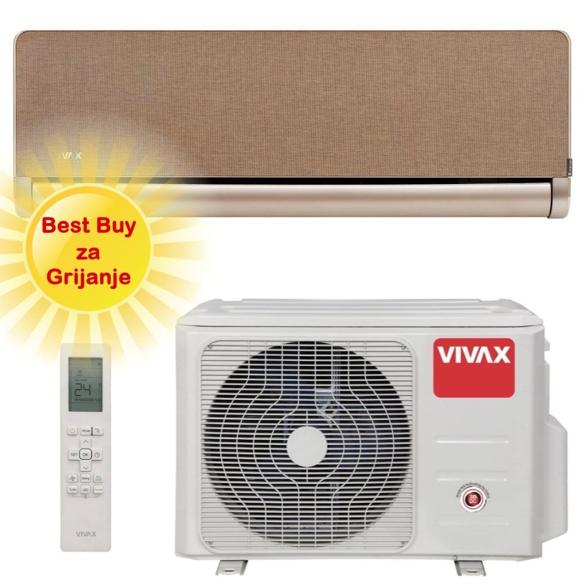 Vivax klima uređaj 5,25 kW ACP-18CH50AEHI - H+ design, zlatna, za prostor do 50m2, A++ energetska klasa