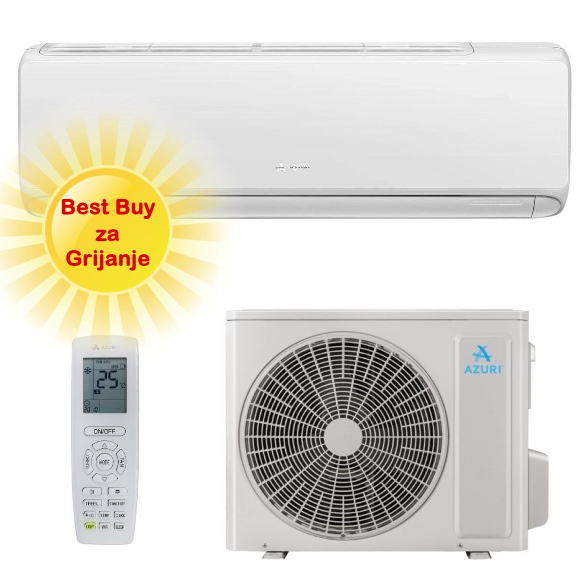 AZURI KLIMA UREĐAJ 2,7kW AZI-WM25VA - Naturalux Inverter, za prostor do 25m2, A++ energetska klasa, Wi-Fi, R-32