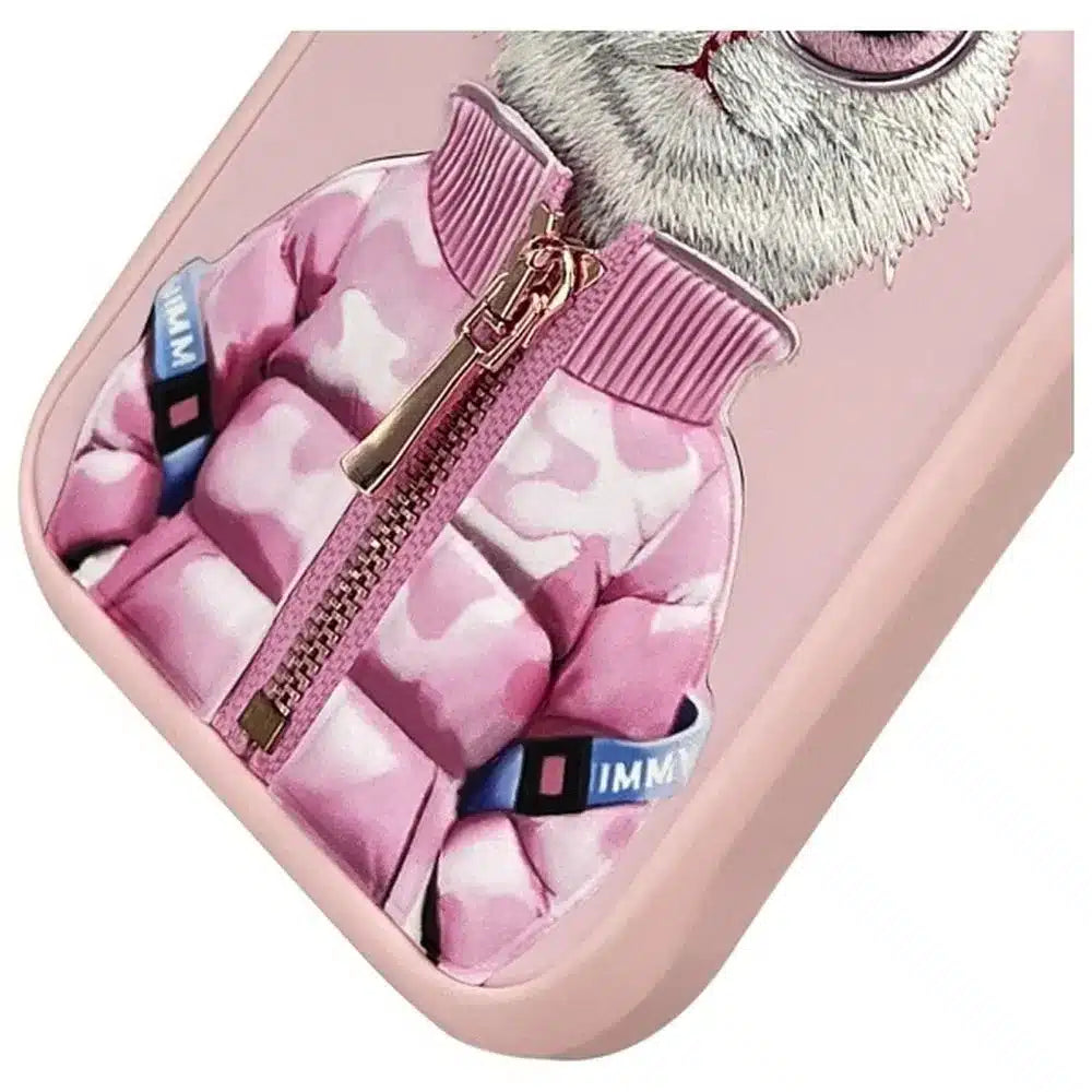Pouzdro NIMMY COOL & CUTE 2.0 s motivem kočky pro iPhone 16 Pro Max, růžové