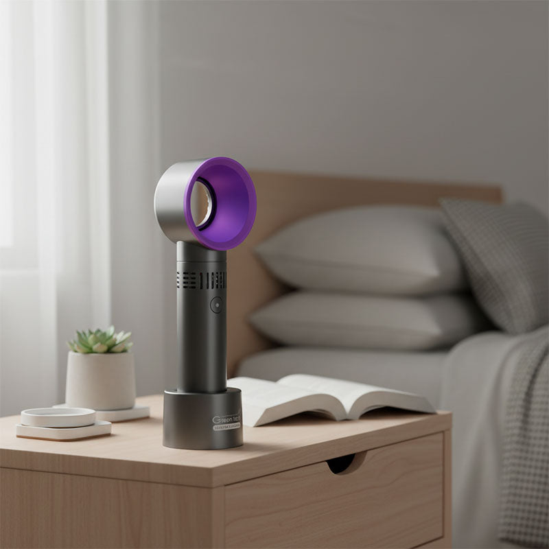 Prijenosni ventilator Green Tech, 1.9W, crni + ljubičasti, sa USB punjenjem