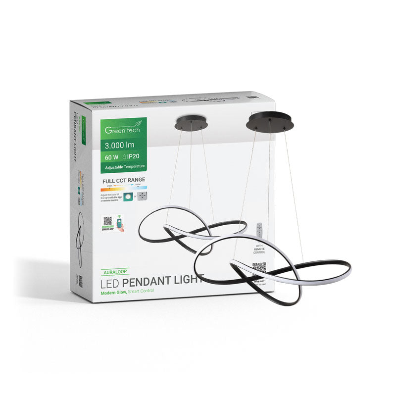 Smart dekorativna visilica Green Tech 60W, 3CCT, dim, APP + daljinski upravljač