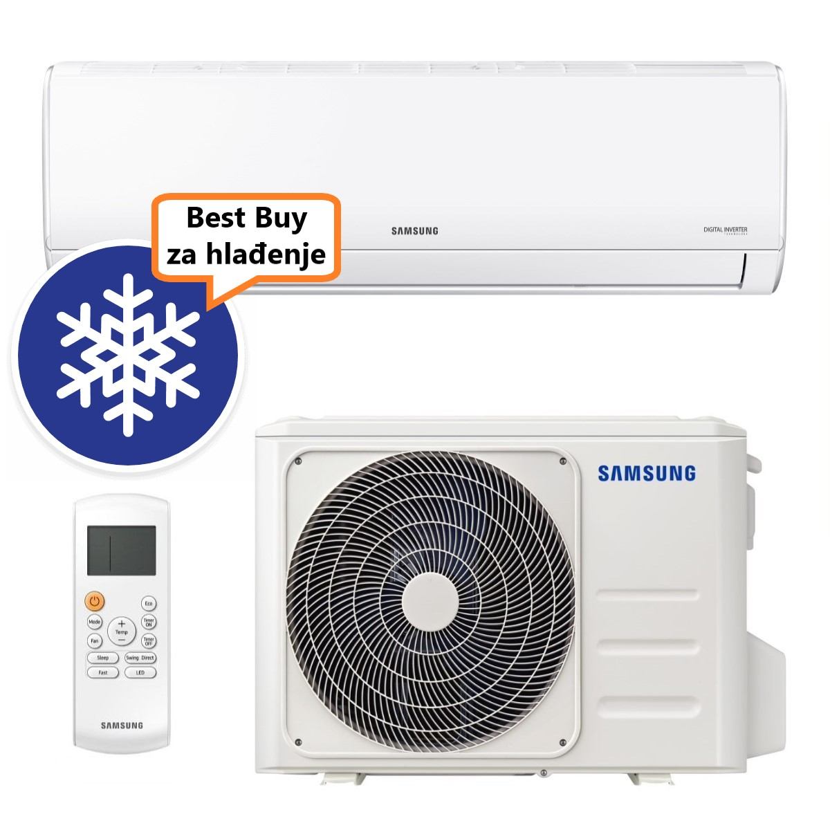 SAMSUNG KLIMA UREĐAJ 5 kW AR18BXHQASINEU- AR3500, za prostor do 50m2, A++ energetska klasa