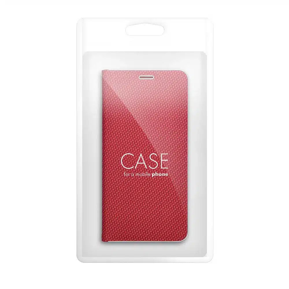 Pouzdro LUNA Book Carbon pro XIAOMI Redmi Note 13 4G červené