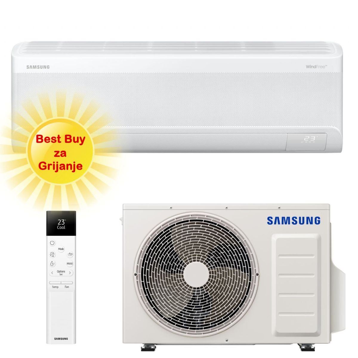SAMSUNG KLIMA UREĐAJ 3,5kW - AR70F09C1AWN, za prostor do 35m2, A+++ energetska klasa