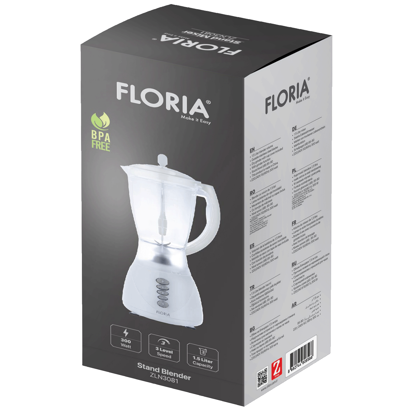 Floria Blender, zapremina 1.5 lit, 300 W, bijela - ZLN3081