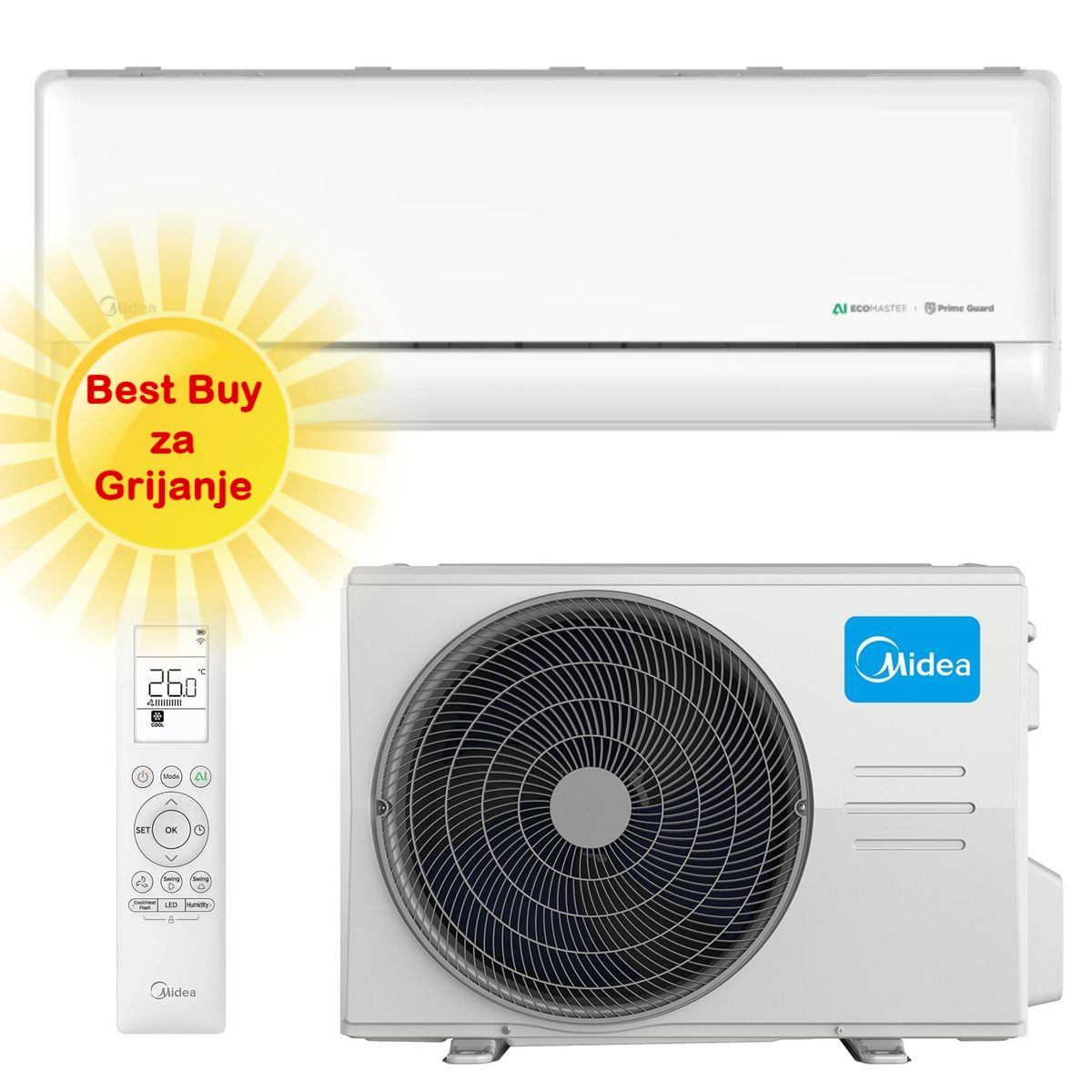 MIDEA KLIMA UREĐAJ 5kW EZ-18RD6-I/EZ-18RD6H-O Solstice, za prostor do 50m2, A+++ energetska klasa