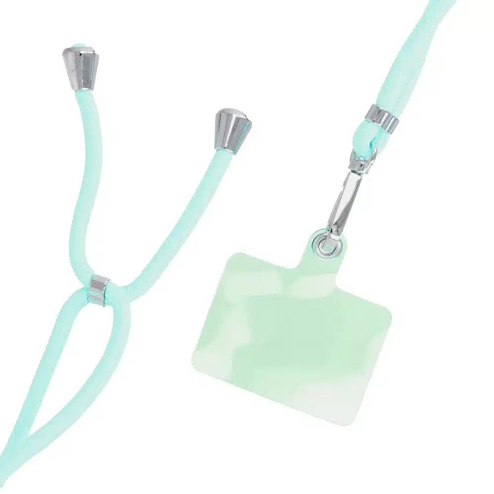 SWING přívěsek na telefon s nastavitelnou délkou / délka šňůrky 165 cm (max. 82,5 cm ve smyčce) / přes rameno nebo na krk – světle zelená