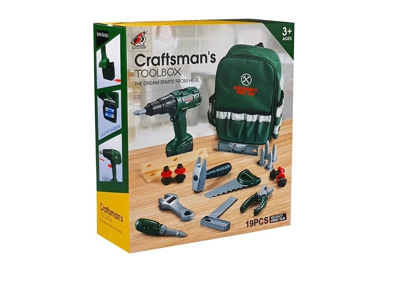 Dječji set alata s aku bušilicom i ruksakom Craft - zelena