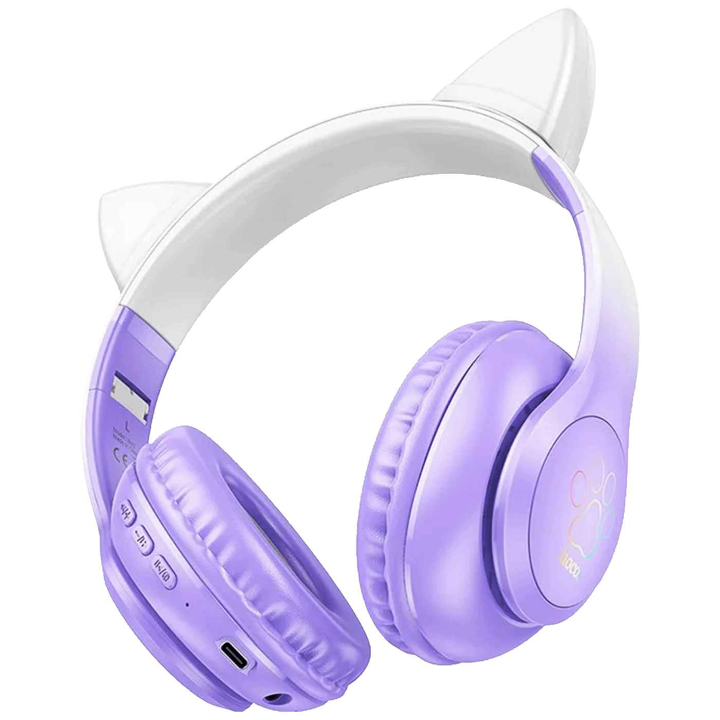 hoco. Brezžične slušalke z mikrofonom, Bluetooth – W42 Cat Ears, Purple Grape