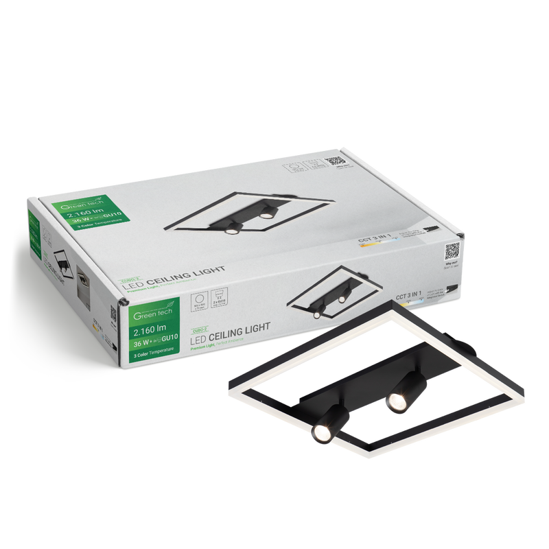 Stropna dekorativna svjetiljka Green Tech 36W, 3CCT + 2 x SPOT GU10