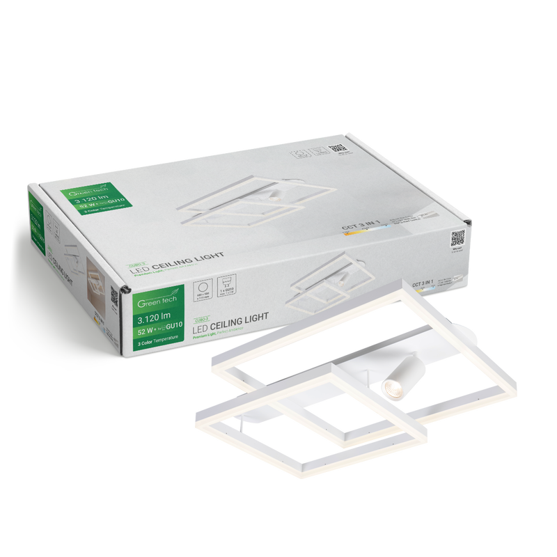 Stropna dekorativna svjetiljka Green Tech 52W, 3CCT + 1 x SPOT GU10