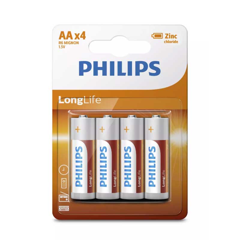 Baterija Philips LongLife 1.5V AA R6L4B/10