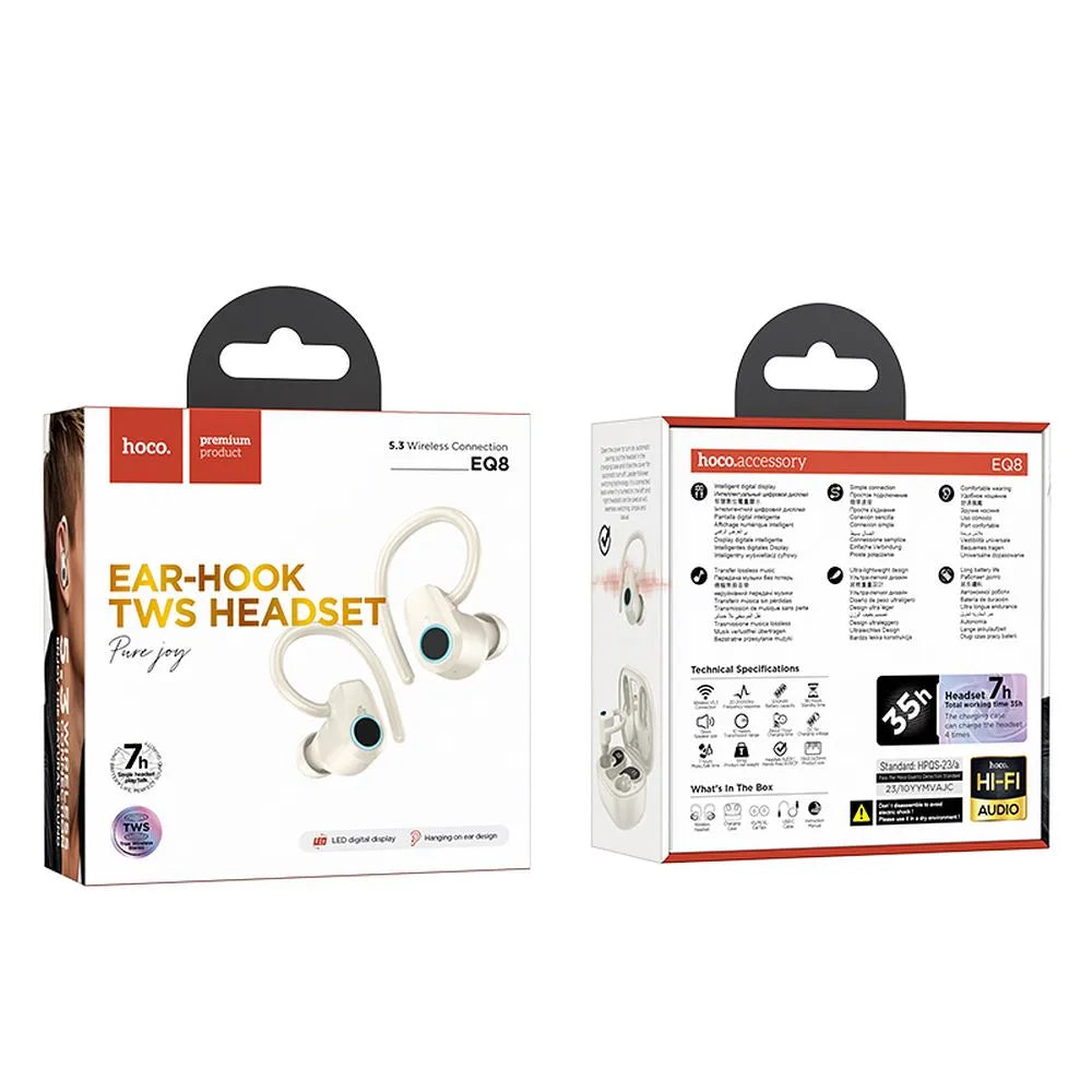 HOCO bezdrátová/bluetooth stereo sluchátka TWS Pure joy in-ear EQ8 bílá
