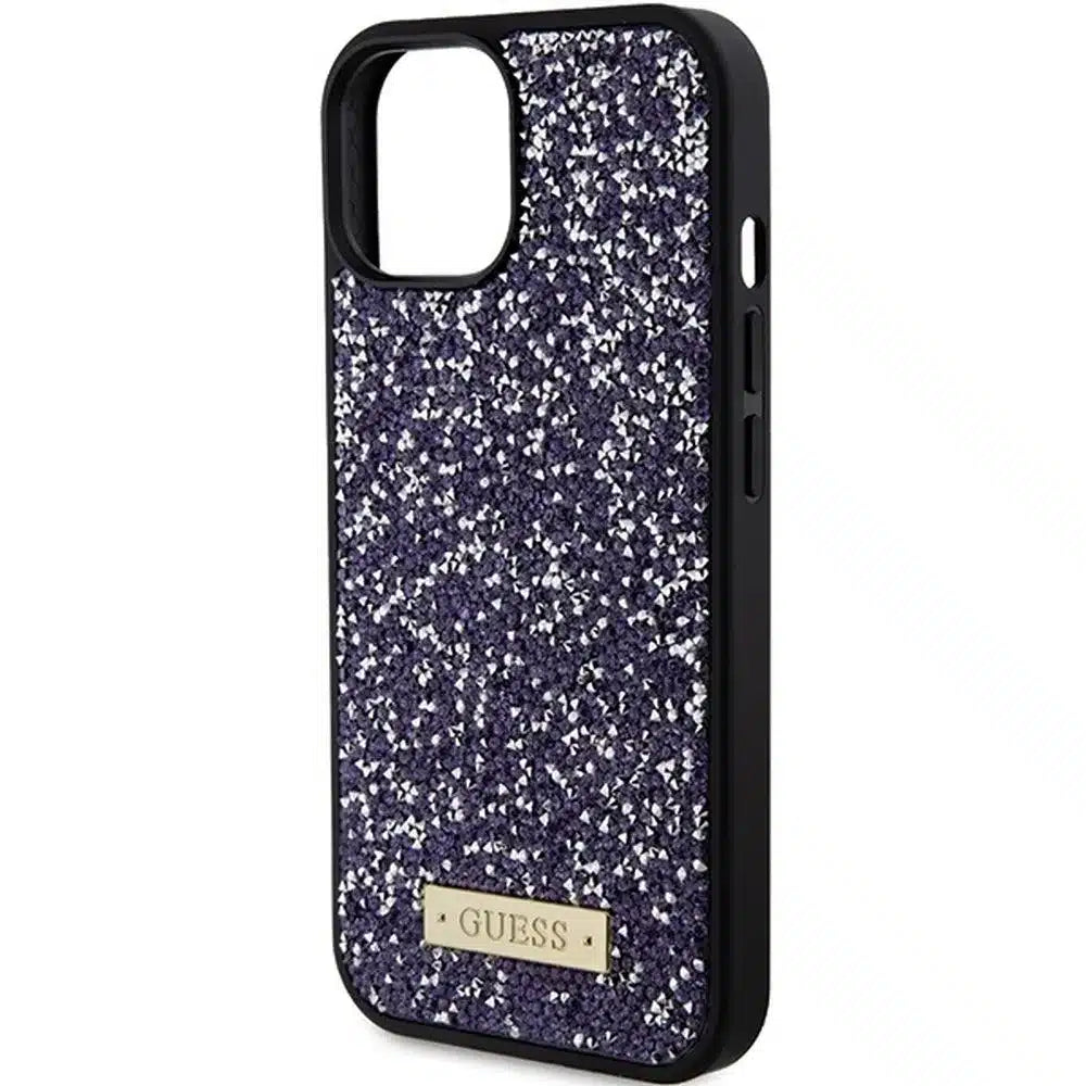 Originalna GUESS Hardcase GUHCP15SPFGSBSP torbica za iPhone 15 (metalni logo Rhinestone / svijetlo roza)