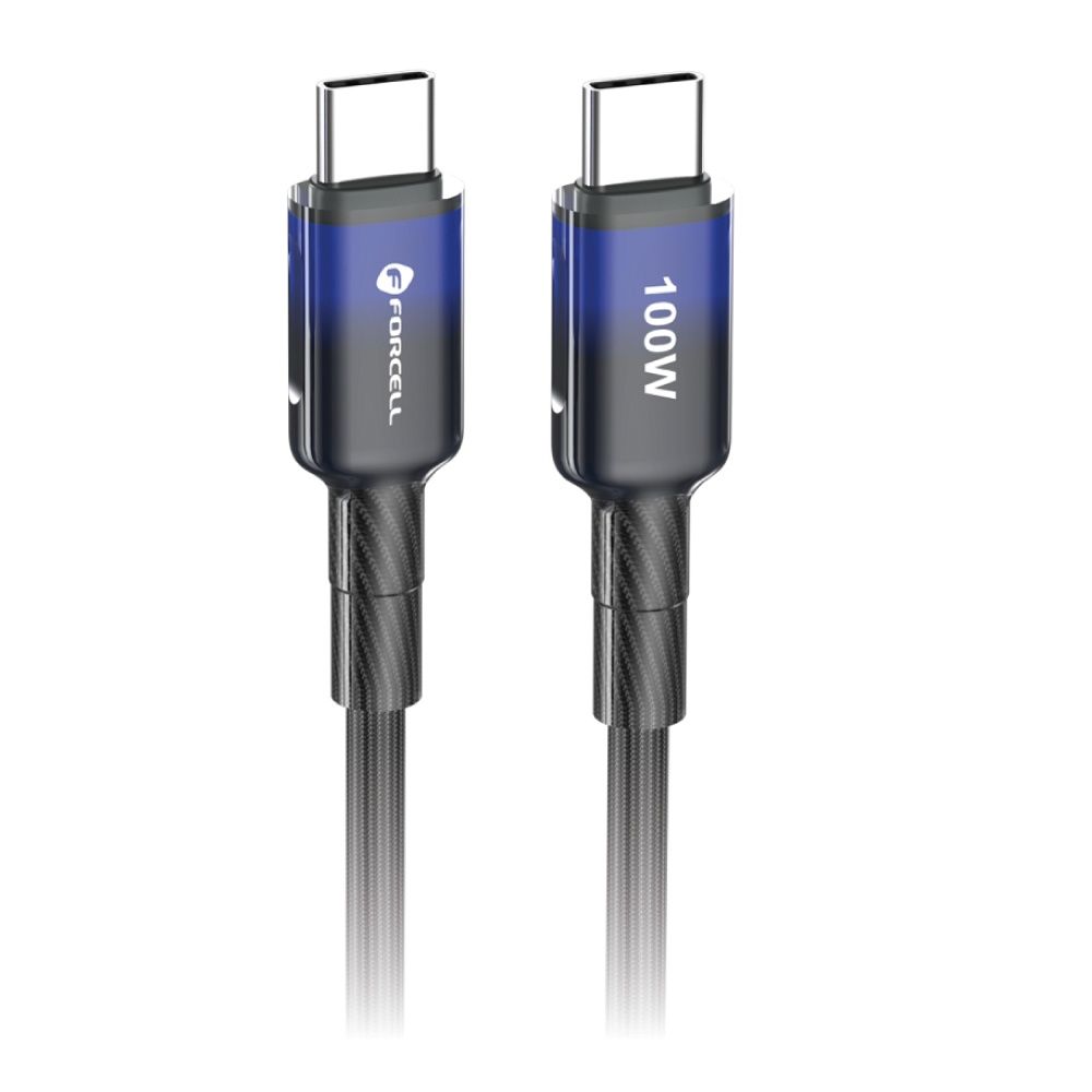 USB-C na USB-C kabel QC4.0 PD 5A 100W Forcell F-Energy Gradient 1 m crni