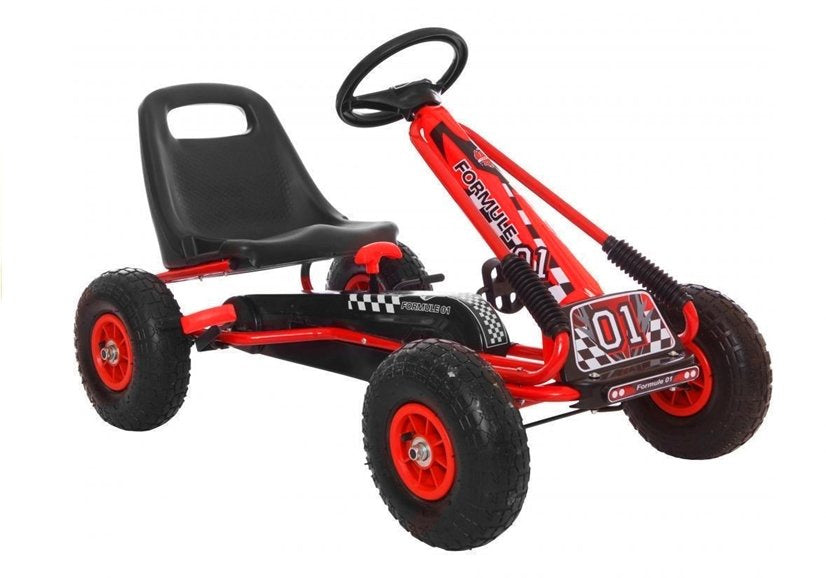 Go-Kart na pedale A-15 s pumpanim kotačima - crveni