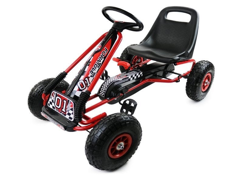 Go-Kart na pedale A-15 s pumpanim kotačima - crveni