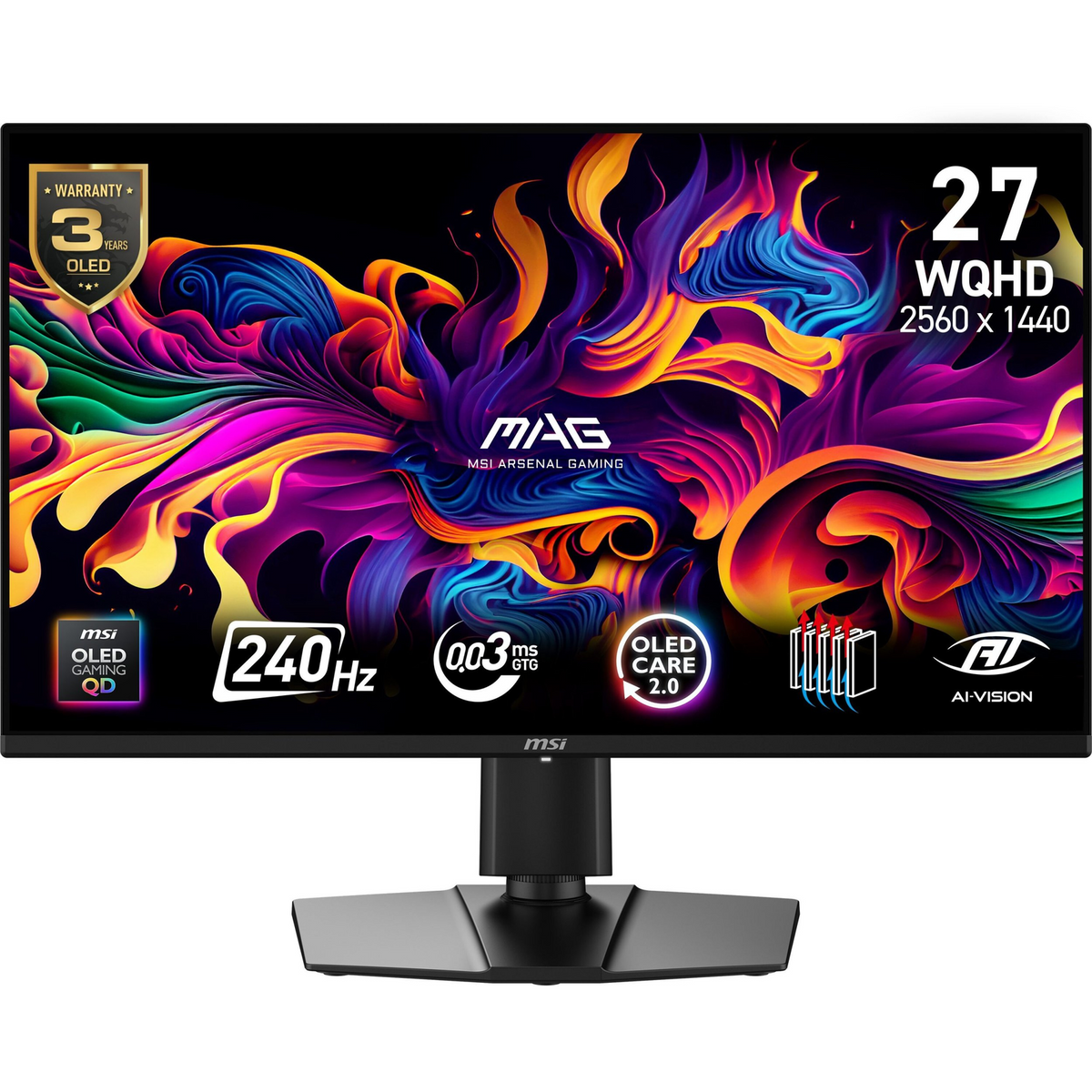 MSI MAG 274QP QD-OLED X24 računalni monitor 67,3 cm (26.5") 2560 x 1440 pikseli Wide Quad HD Crno