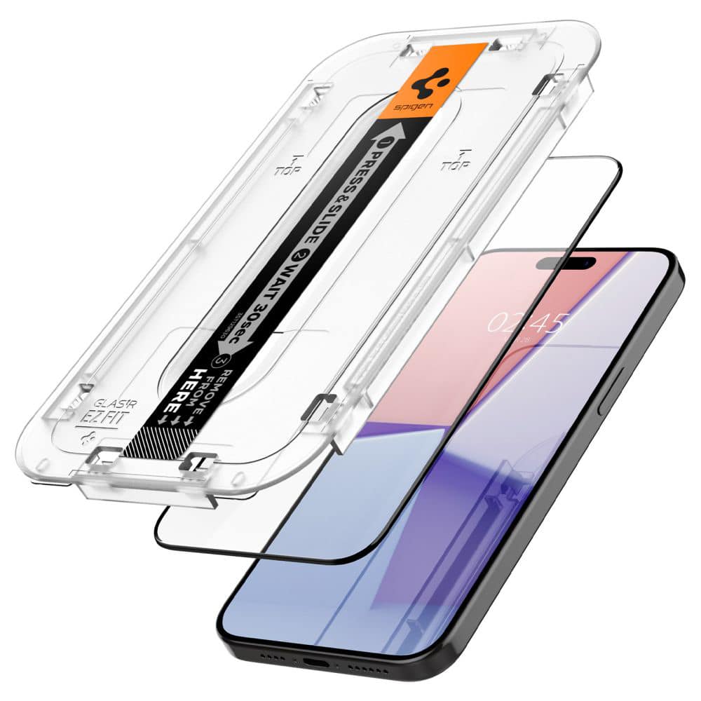 Spigen - Glas.tR EZ-FIT (2 kom) za iPhone 15 Pro - crna