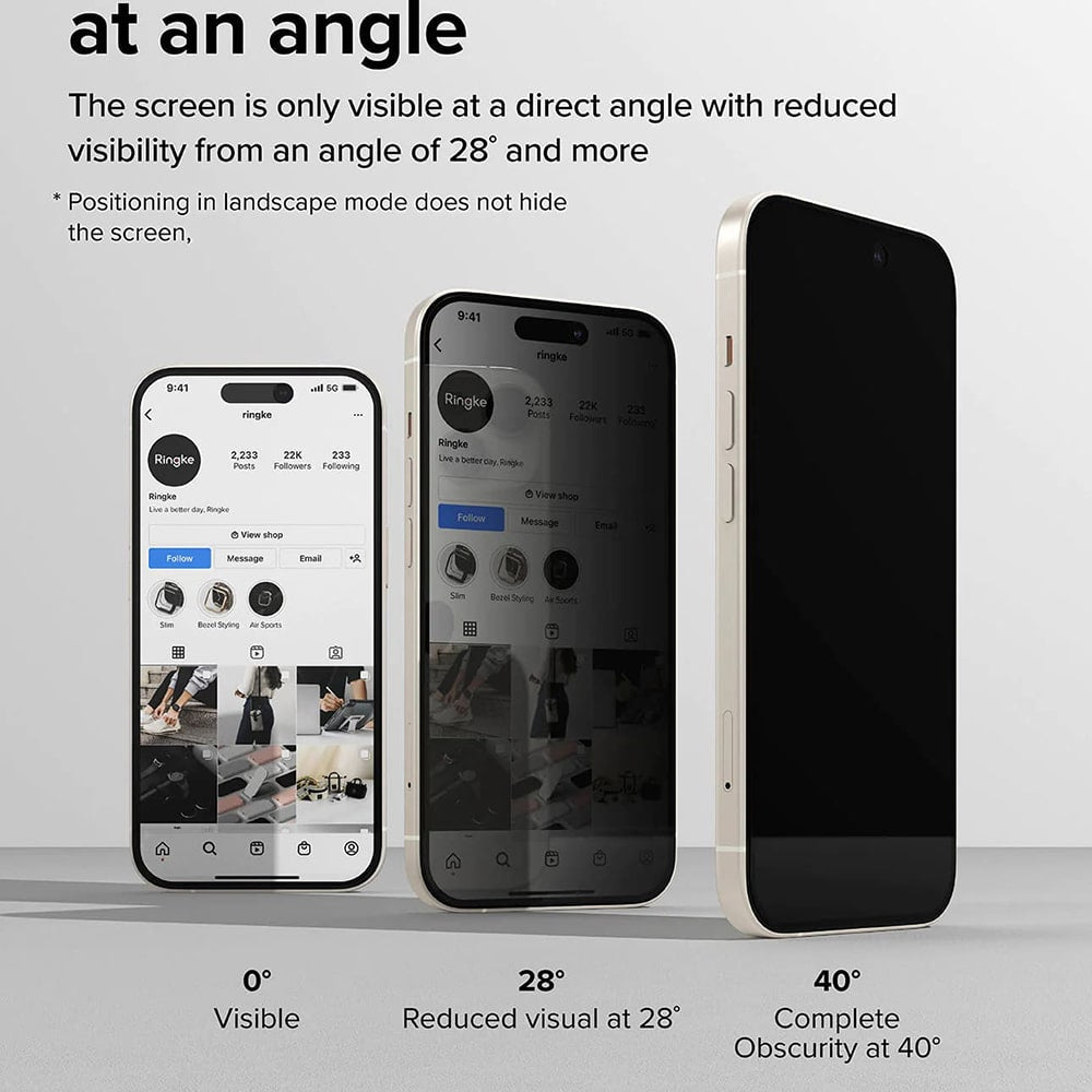 Ringke Cover Display ID Glass kaljeno staklo za iPhone 16 Plus / 15 Plus -Privacy