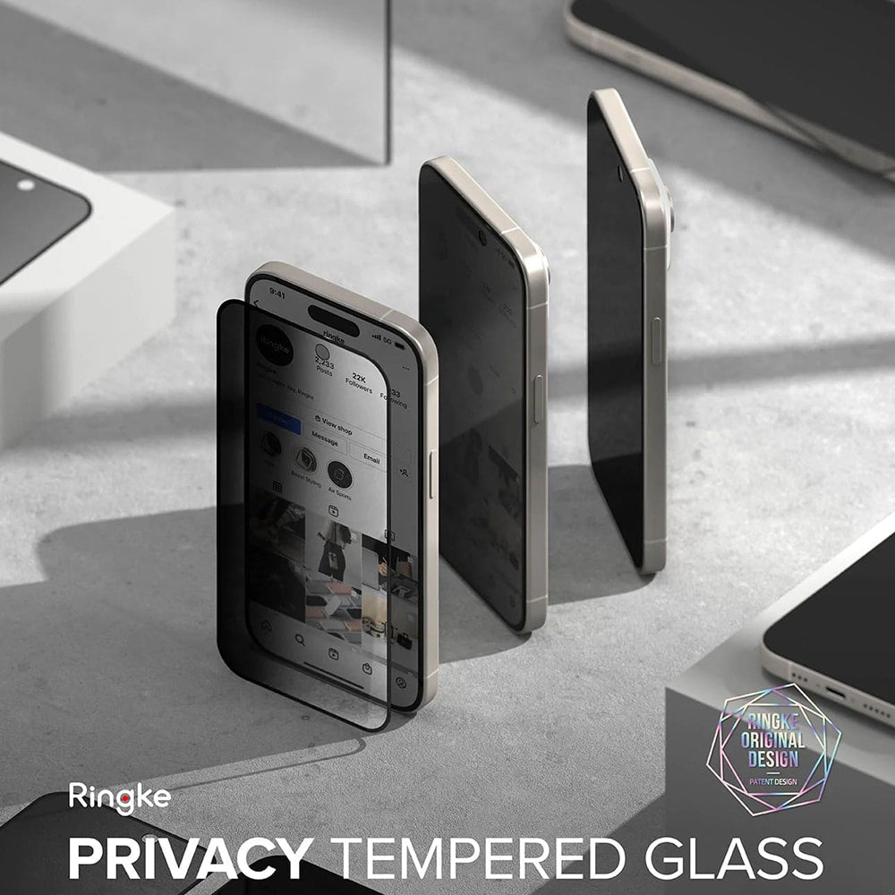 Ringke Cover Display ID Glass tvrzené sklo pro iPhone 16 Plus / 15 Plus - Privacy