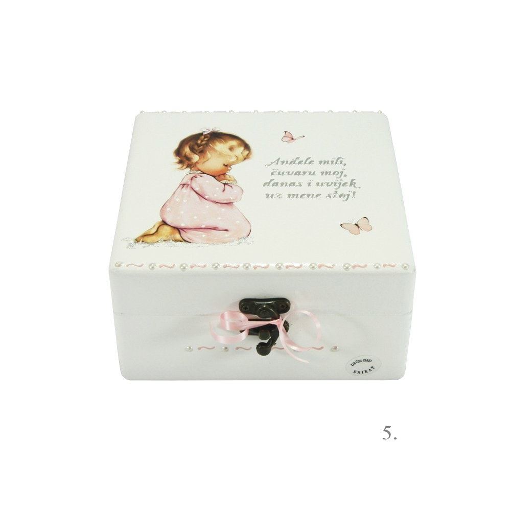 Unikatne škatlice za krst, rojstni dan – Darilo, ki varuje najposebnejše spomine deklic - 5. 16x16x10cm - 165139
