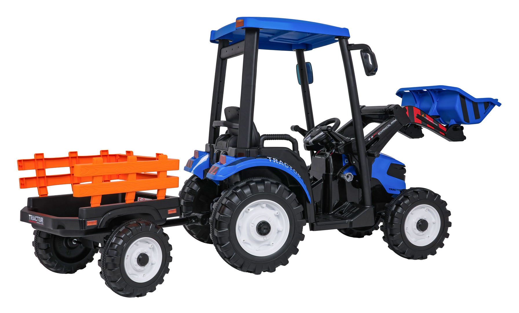Traktor na akumulator s prikolicom MEGA D68 - plavi