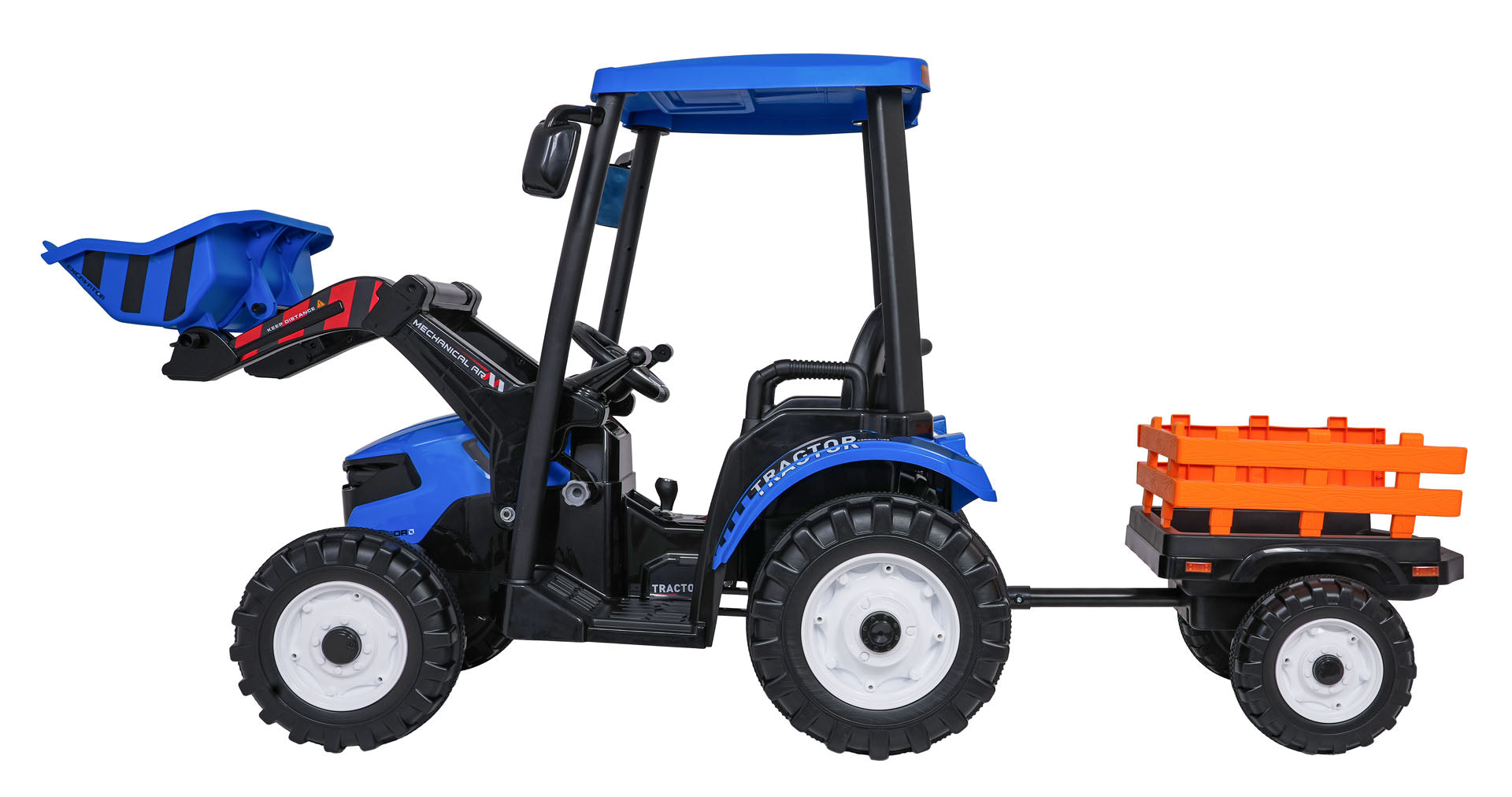 Traktor na akumulator s prikolicom MEGA D68 - plavi