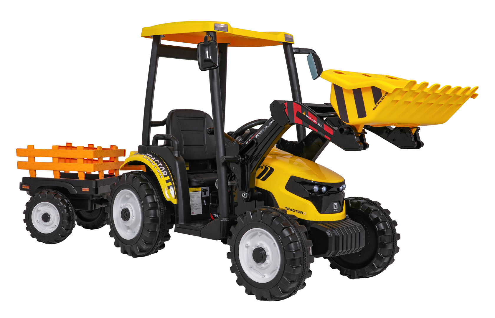 Traktor na akumulator s prikolicom MEGA D68 - žuti