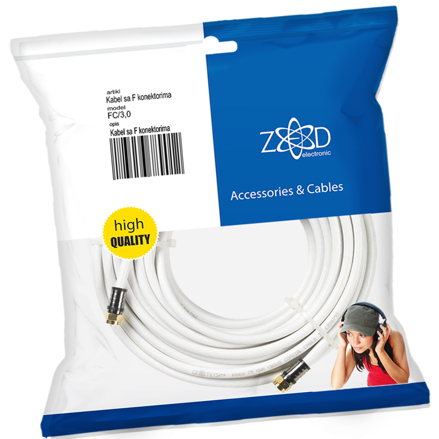 ZED electronic Antenski kabel sa F - konektorima, 3.0 met - FC/3,0