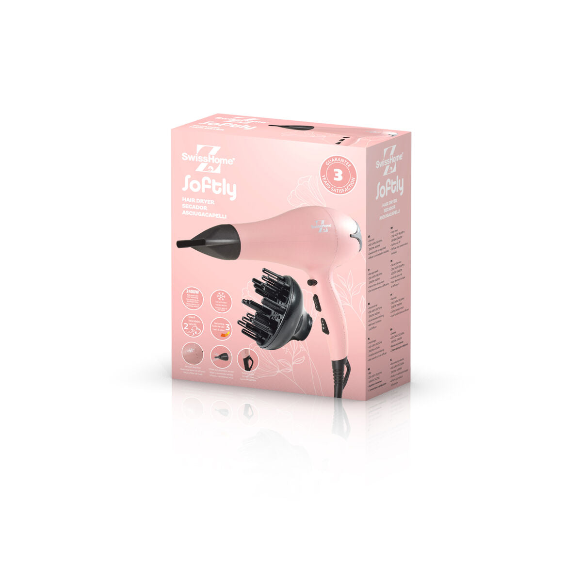 Sušilo za kosu SwissHome Softly Roza 2400 W