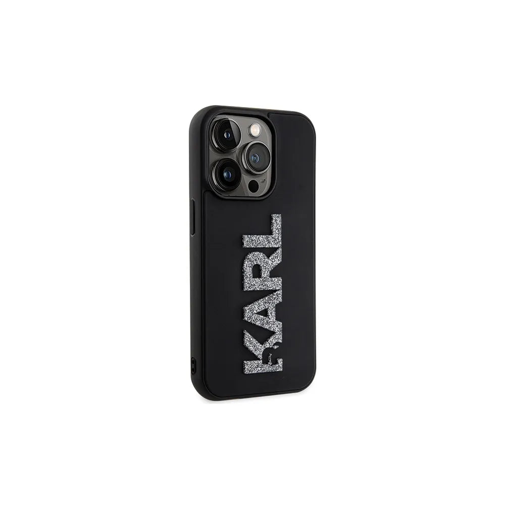 Originální pouzdro KARL LAGERFELD Hardcase KLHCP15X3DMBKCK pro iPhone 15 PRO MAX (3D Logo Glitter / černé)