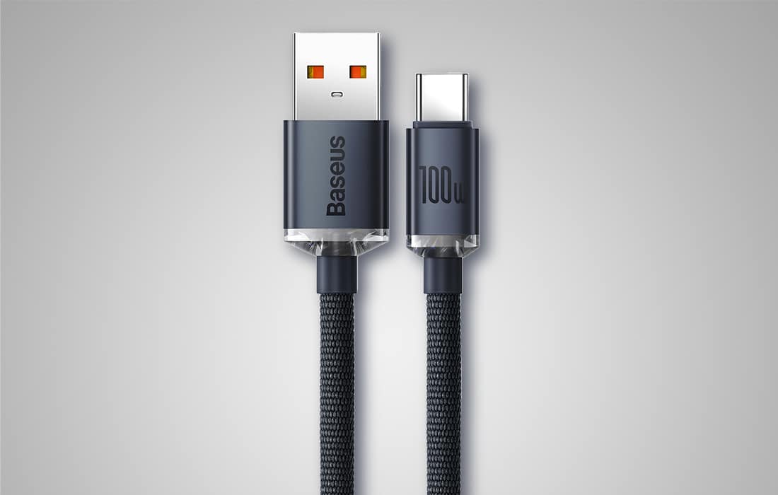 Baseus Crystal Shine USB na USB-C kabel 100W 2m (černý)