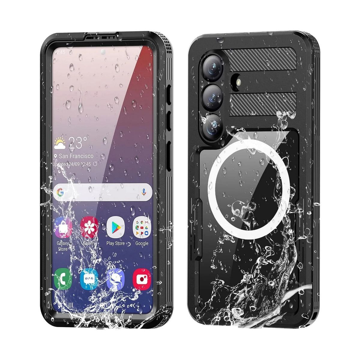 Shellbox Mars maska ​​za Samsung S26 vodootporna s metalnim prstenom - crna