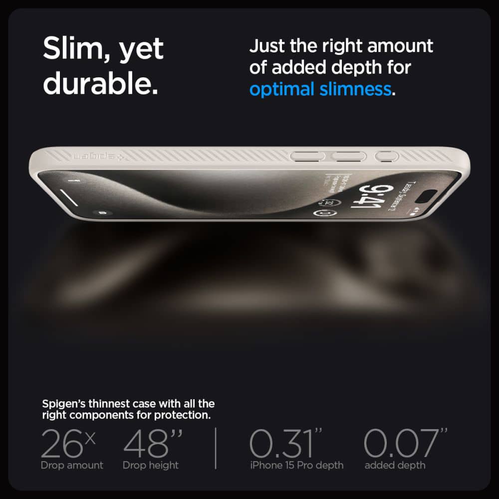 Spigen LIQUID AIR kryt pro iPhone 15 Pro Max ACS07212 - Natural Titanium