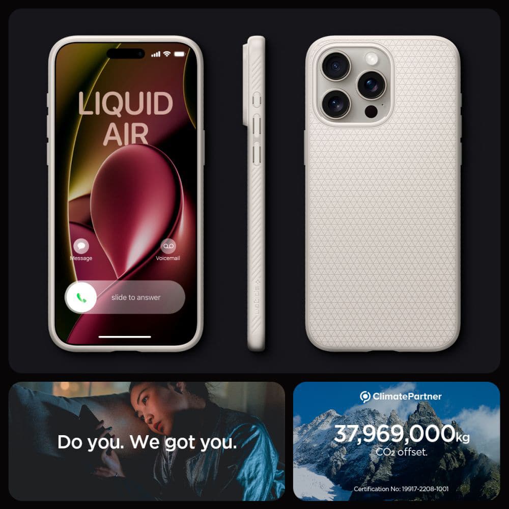 Spigen LIQUID AIR kryt pro iPhone 15 Pro Max ACS07212 - Natural Titanium