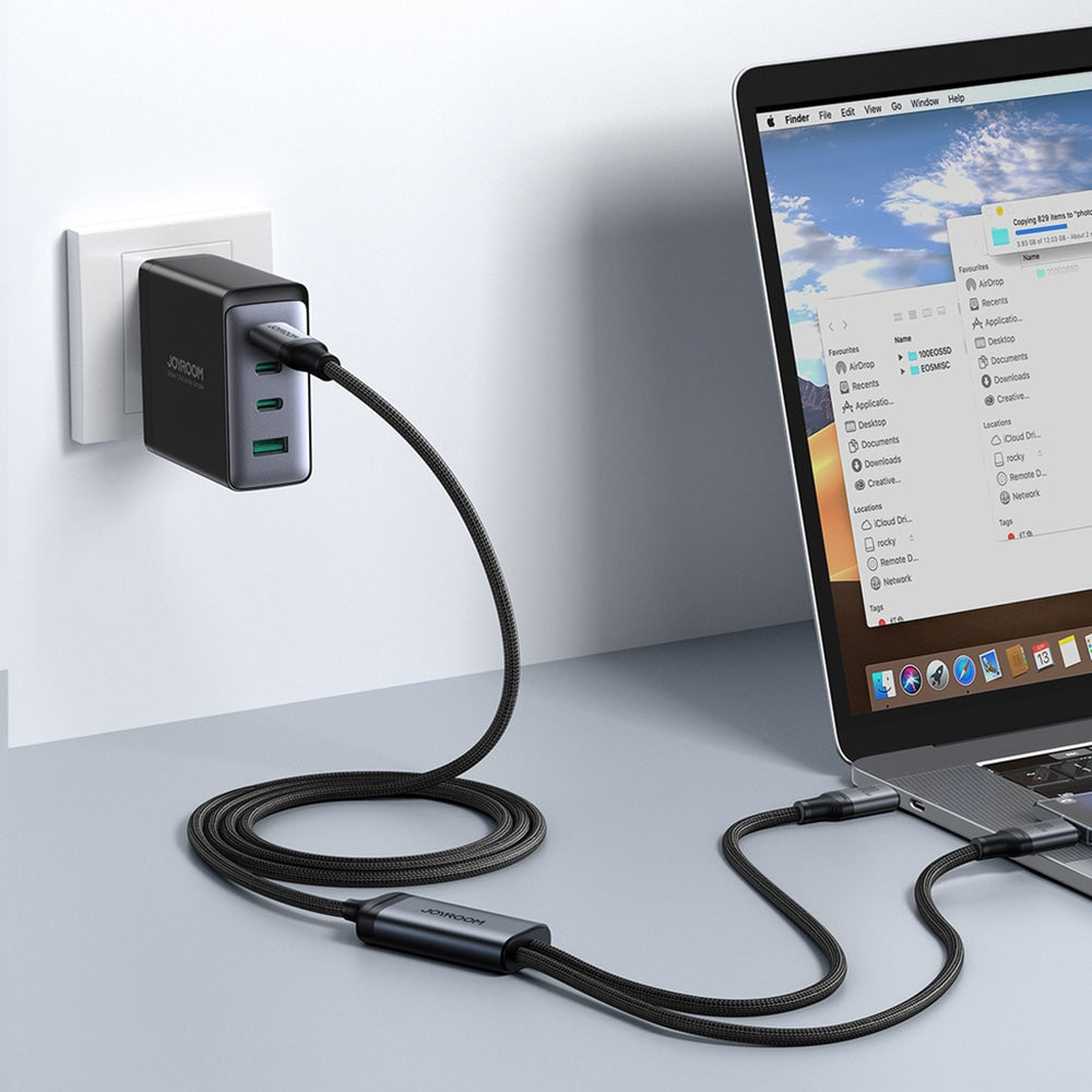 JoyRoom - Kabel za punjenje serije Speedy (SA21-1T2) - Type-C do 2x USB-C- brzo punjenje-100 W- 150 cm - crni