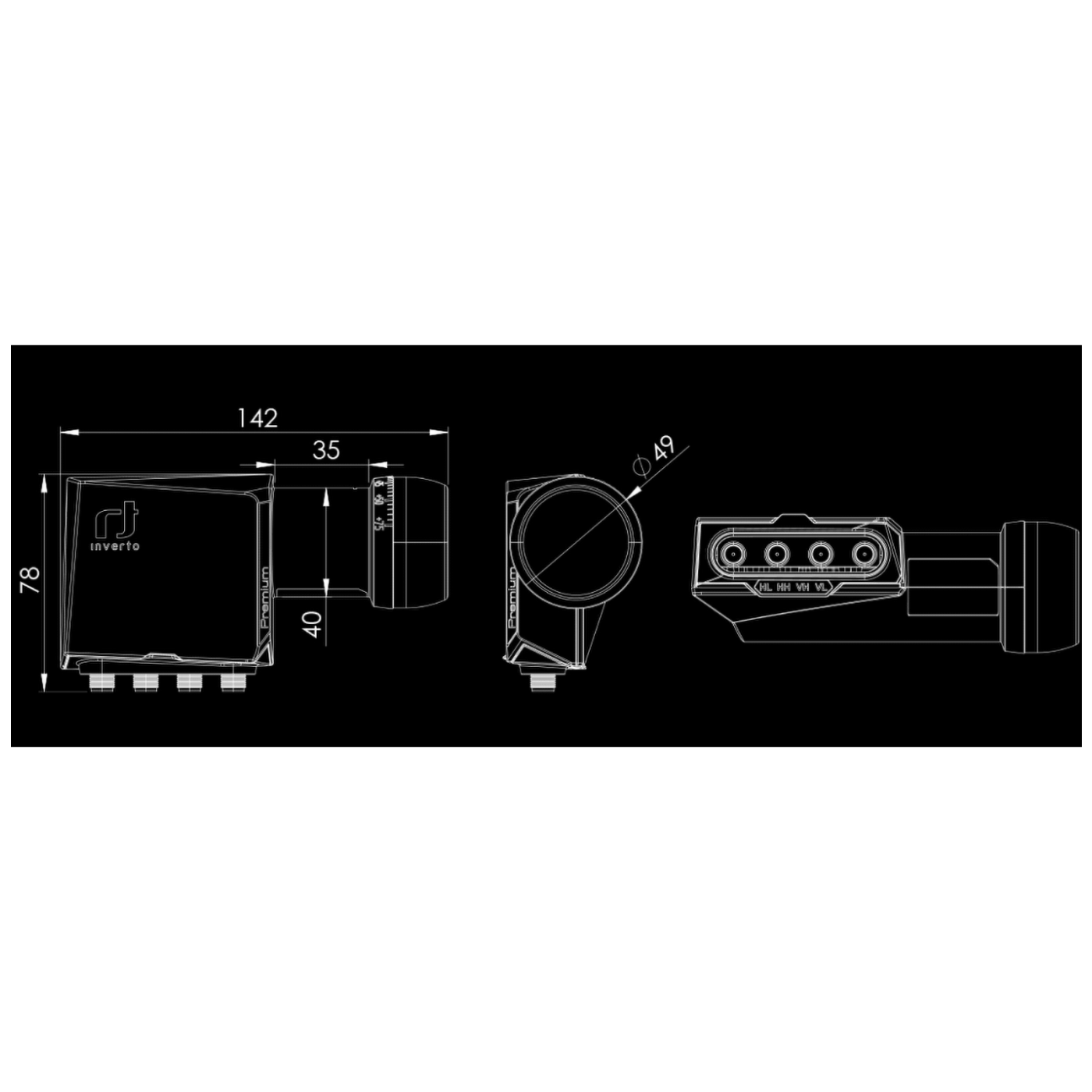 Inverto LNB Quattro, šum 0,2 dB, DVB-S2 ( HD - UHD ) - IDLP-QTL413-PREMU-OPN