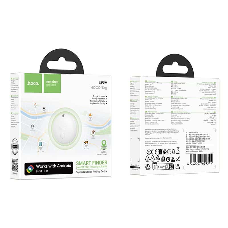 Lokator Hoco E93A kompatibilan s Google Find My Device bijeli